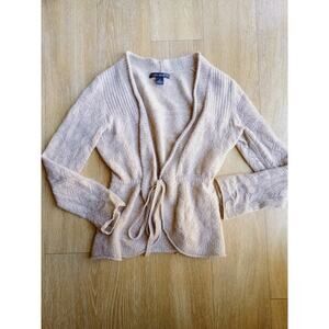 Elena Solano Beige 100% cashmere Knit Cardigan quiet Luxury boho cottage core M